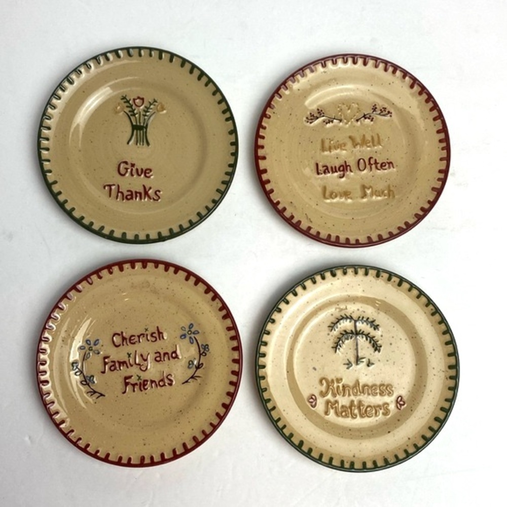 Exclusively By Park Designs Sentiments Mini Plates 4x 5” Country Farmhouse Decor